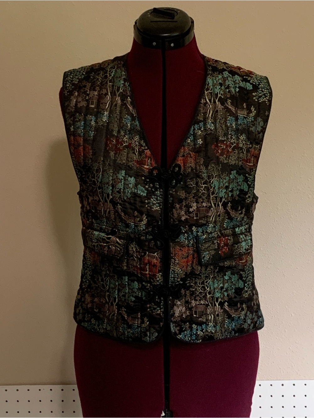 Vintage asian vest with Teal & Rust Accents